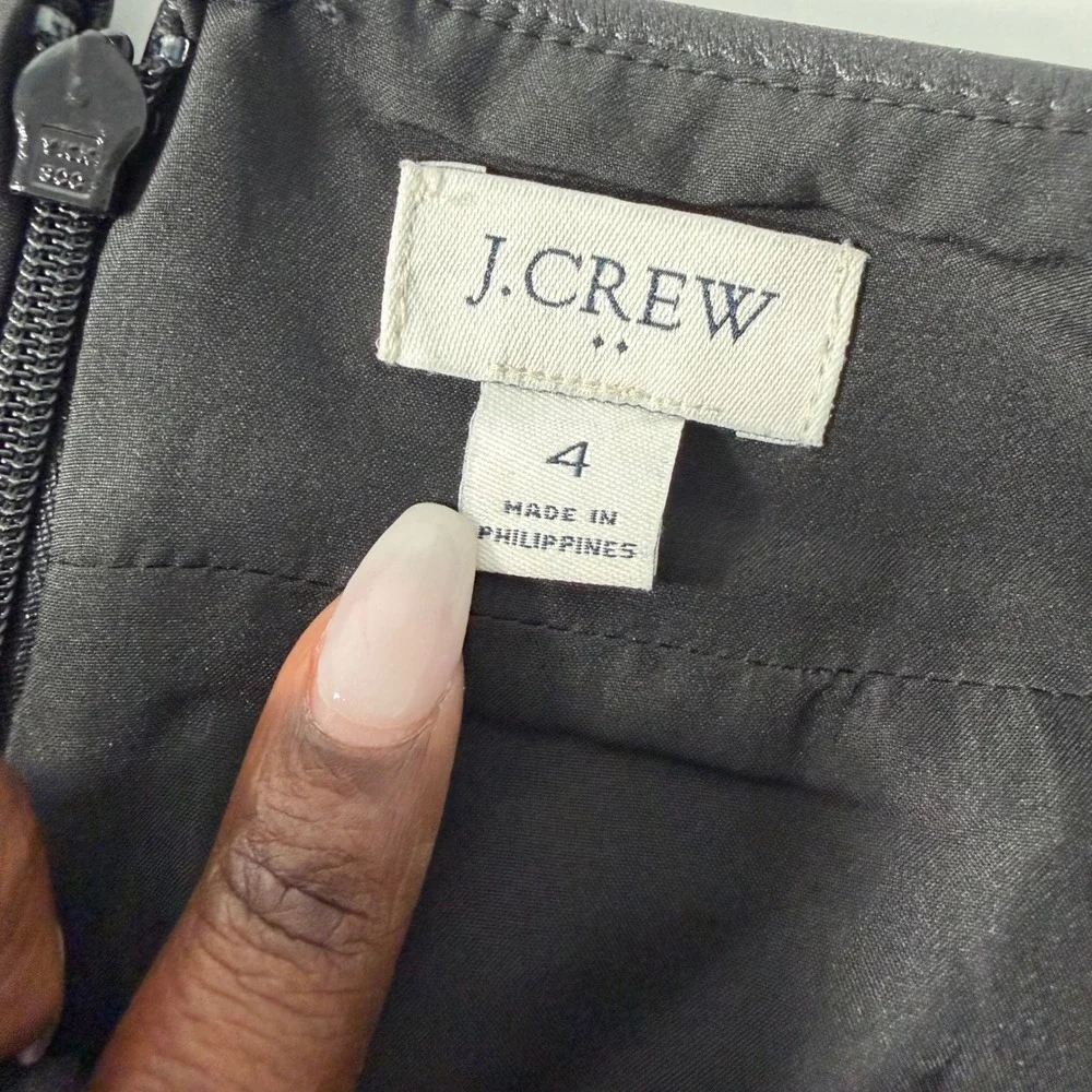 J.Crew Black Faux Leather Mini Skirt A-Line‎ Size 4
